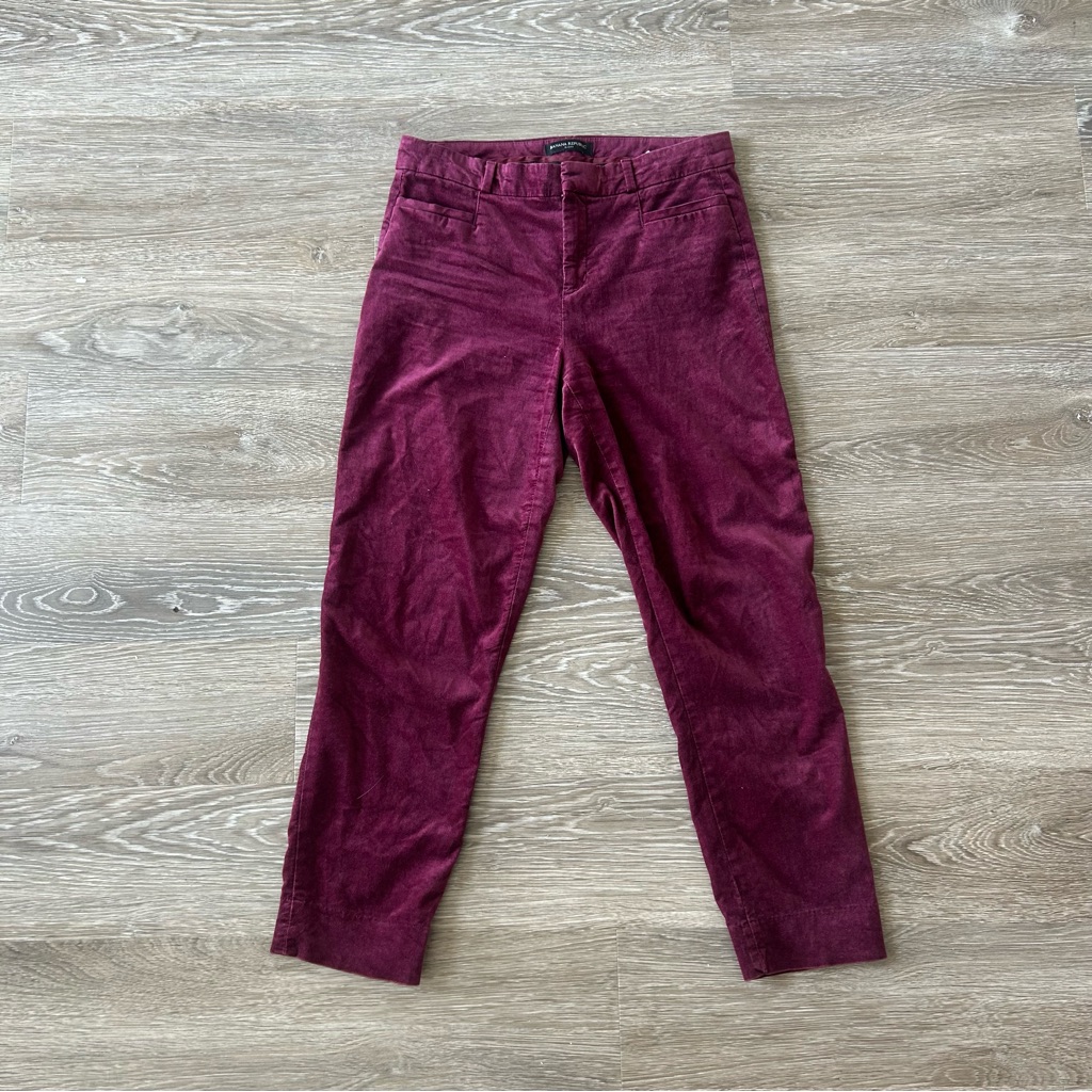 Banana Republic Sloan Velvet Skinny Pants Merlot Burgundy Size 6 Petite